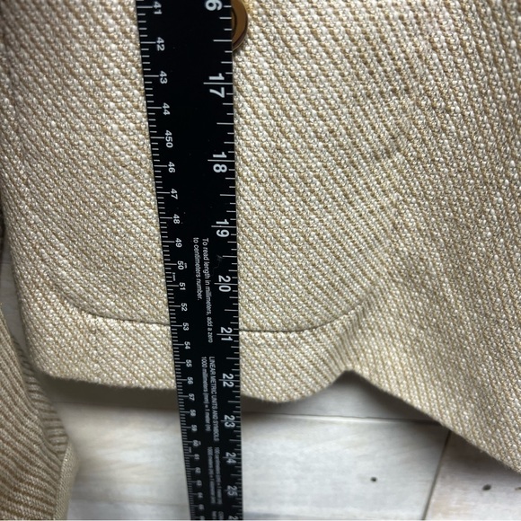 Talbots Cotton Textured Single Breasted Blazer Jacket Women Size 8 Beige Pockets - Picture 10 of 12